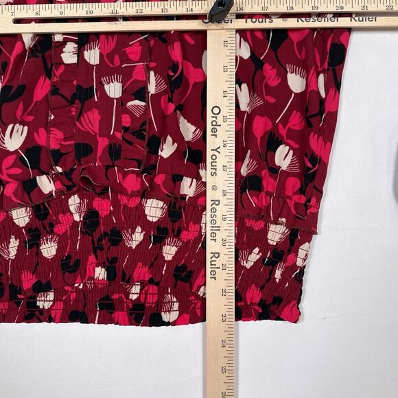 CAbi Corsage Blouse Size Medium Red Floral‎ Top Ruffle Balloon Sleeves 4157 - Picture 10 of 10